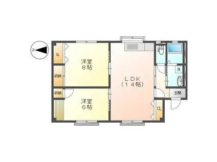 原島コーポ(2LDK/2階)の間取り写真