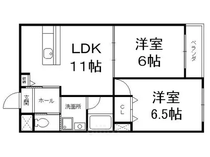 キャンベルリバーI番館(2LDK/2階)の間取り写真
