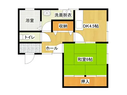 コーポフラワー湖月(1DK/3階)の間取り写真