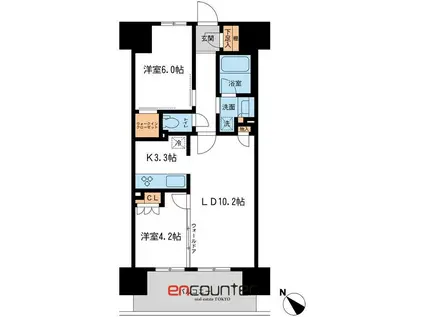 BLESS宮崎台(2LDK/14階)の間取り写真