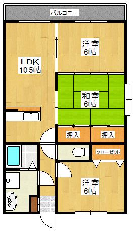 リバティハウス西築地(3LDK/1階)の間取り写真