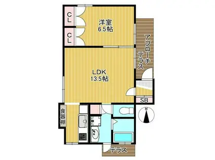 トロアラピン(1LDK/1階)の間取り写真