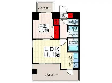 スカイコートパレス押上(1LDK/4階)の間取り写真