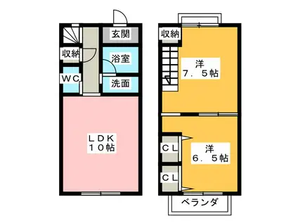 GARDEN VALLEY B(2LDK/1階)の間取り写真