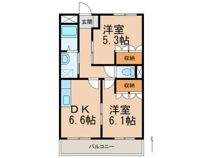 PRONITY COURT II(2DK/1階)の間取り写真