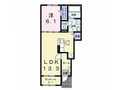 セリシールB(1LDK/1階)の間取り写真