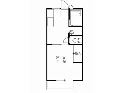 サンライズハウスC(1K/2階)の間取り写真