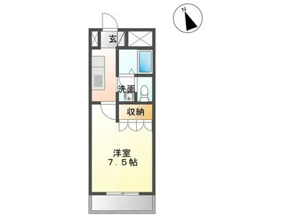 エバーグリーンM(1K/1階)の間取り写真