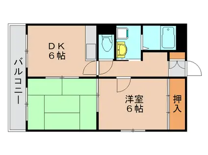 リブウェル大神(2DK/6階)の間取り写真