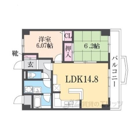 GREENRESIDENCE長浜(2LDK/6階)の間取り写真