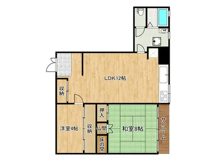 早岡ビル(2LDK/4階)の間取り写真