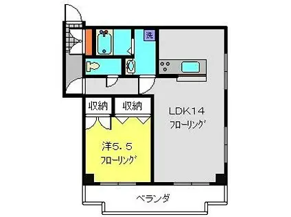 佐々木第2マンション(1LDK/3階)の間取り写真