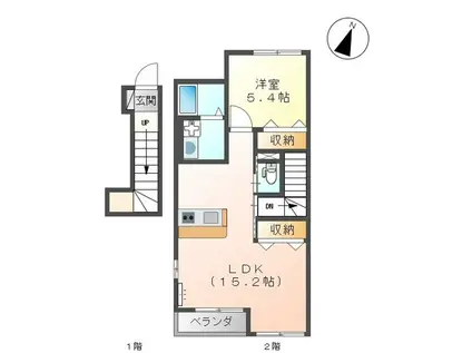 シャンボール・マーサ(1LDK/2階)の間取り写真