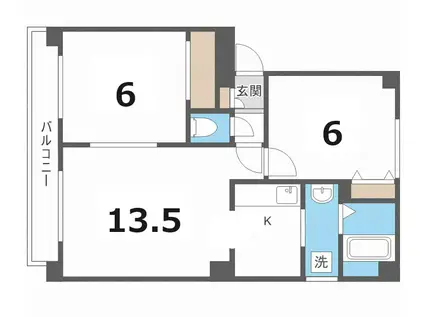 サンライズ八軒II(2LDK/2階)の間取り写真