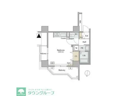 コラム神泉(ワンルーム/2階)の間取り写真