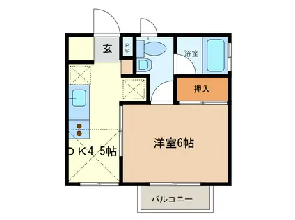 コーポ水原C(1DK/1階)の間取り写真