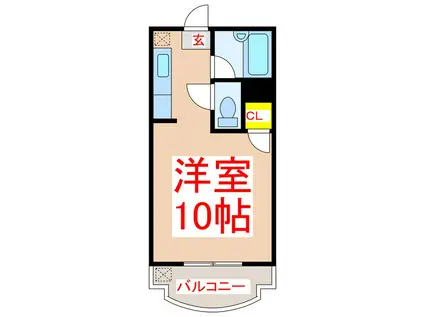 ビッグバーンズマンション新屋敷(ワンルーム/2階)の間取り写真