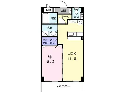 グランシェロヒルズ(1LDK/6階)の間取り写真