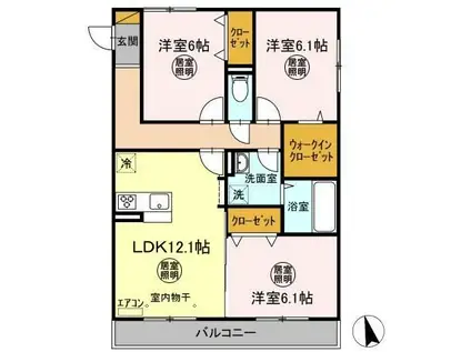 コンフォートIII B(3LDK/2階)の間取り写真