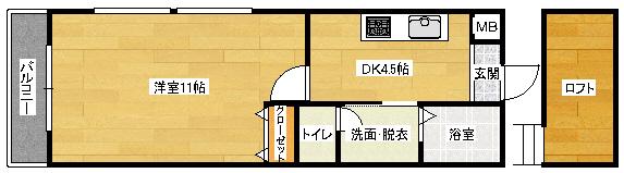 第13平勝ビル(1K/3階)の間取り写真