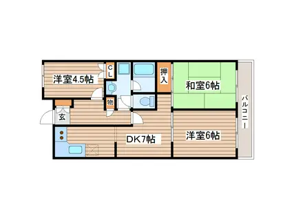 グレイスハイツ台原(3DK/1階)の間取り写真