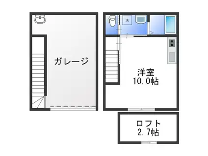 KICHI-基地-(ワンルーム/2階)の間取り写真