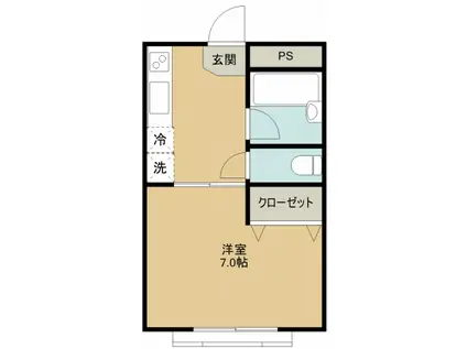 ベルエアガーデン6 BEL AIR GARDENVI(1K/2階)の間取り写真