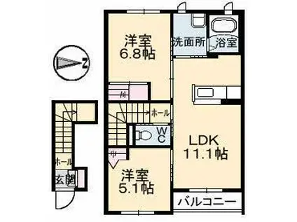 CASA衛(2LDK/2階)の間取り写真