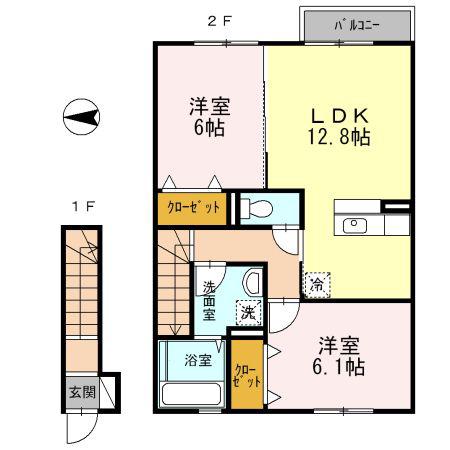 セジュール常盤A棟(2LDK/2階)の間取り写真