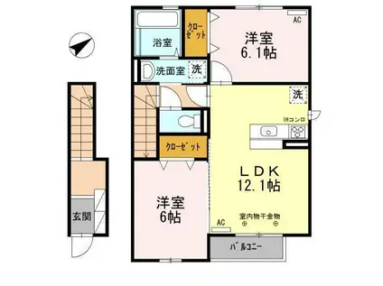 アムール桜(2LDK/2階)の間取り写真
