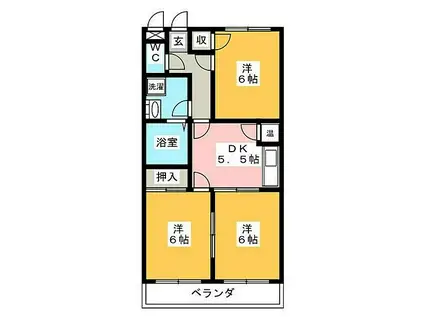 コラージュ I(3DK/2階)の間取り写真