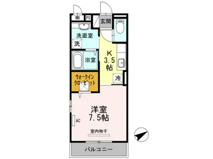 ル メルシェ(1K/1階)の間取り写真