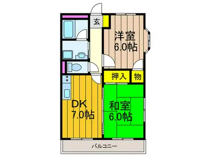 マウントイン(2DK/1階)の間取り写真