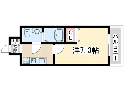 アリビオ千里豊津(1K/2階)の間取り写真