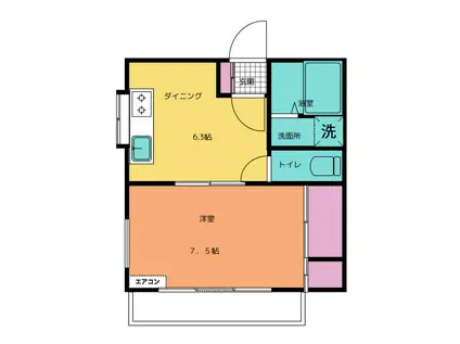 ハイムK・S(1DK/2階)の間取り写真