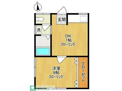 あおい荘(1DK/2階)の間取り写真