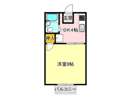 シティ西新B(1K/1階)の間取り写真