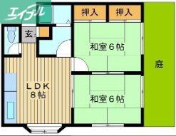 サンコーポ城ノ内(2LDK/1階)の間取り写真