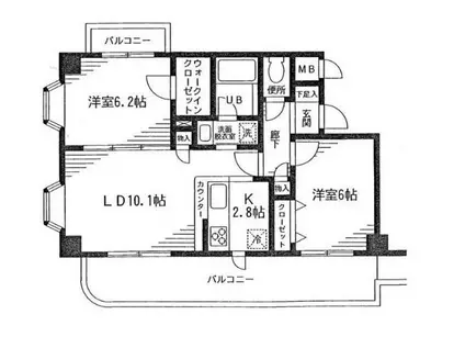 パルテ湘南(2LDK/1階)の間取り写真