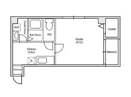 レジデンスOGIII(1K/3階)の間取り写真