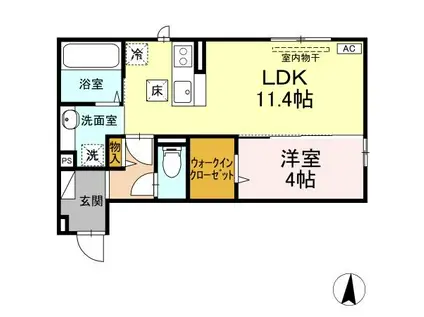RESUA篠田(1LDK/1階)の間取り写真