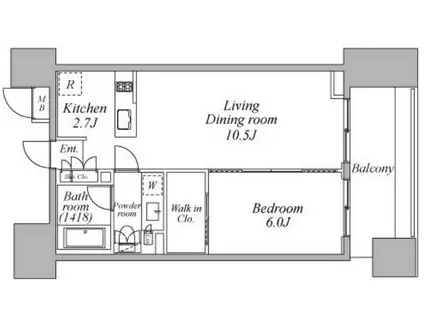 レジディア芝浦KAIGAN レジディア芝浦KAIGAN(1LDK/8階)の間取り写真