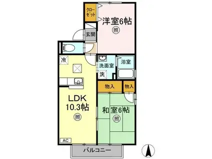 モア・フローレンスA棟(2LDK/1階)の間取り写真