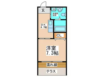 セレーノはびきのI(1DK/1階)の間取り写真