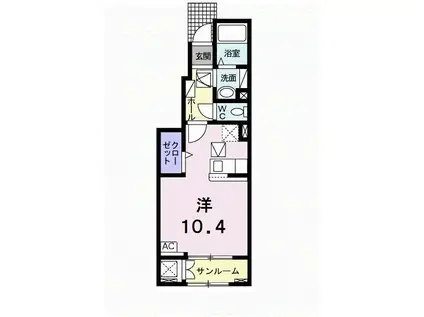 クラール東村 F(ワンルーム/1階)の間取り写真