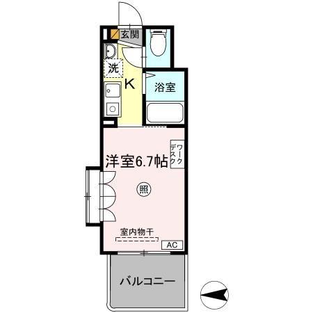 パティオ坂巻(1K/2階)の間取り写真