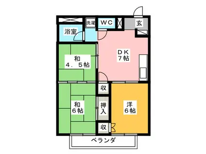 シティハイツよしかわ(3DK/2階)の間取り写真