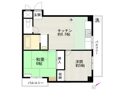 ノースパークビル(2DK/4階)の間取り写真