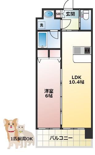 DIMUS福島(1LDK/7階)の間取り写真