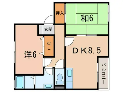 サンガーデン浄泉 東棟(2DK/1階)の間取り写真